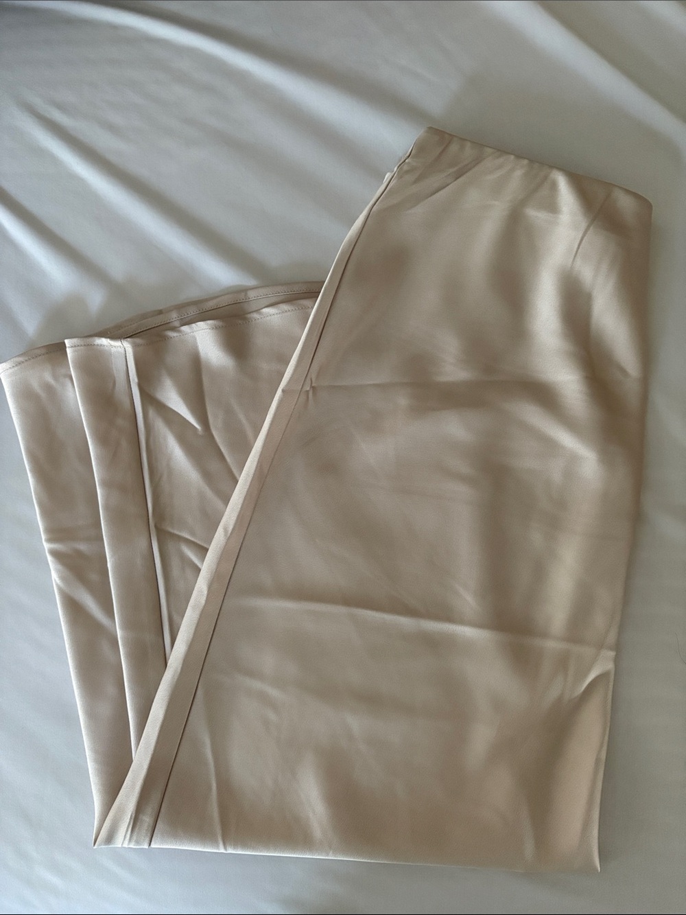 Champagne beige satin skirt